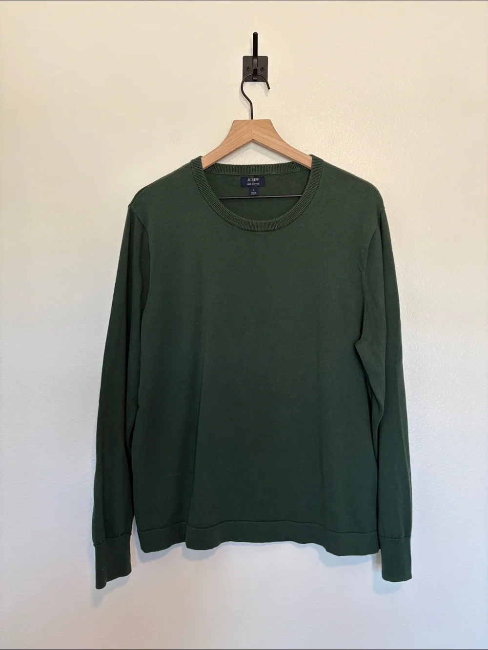 Men's J. Crew 100% Cotton Crewneck Pullover Sweater Green Large